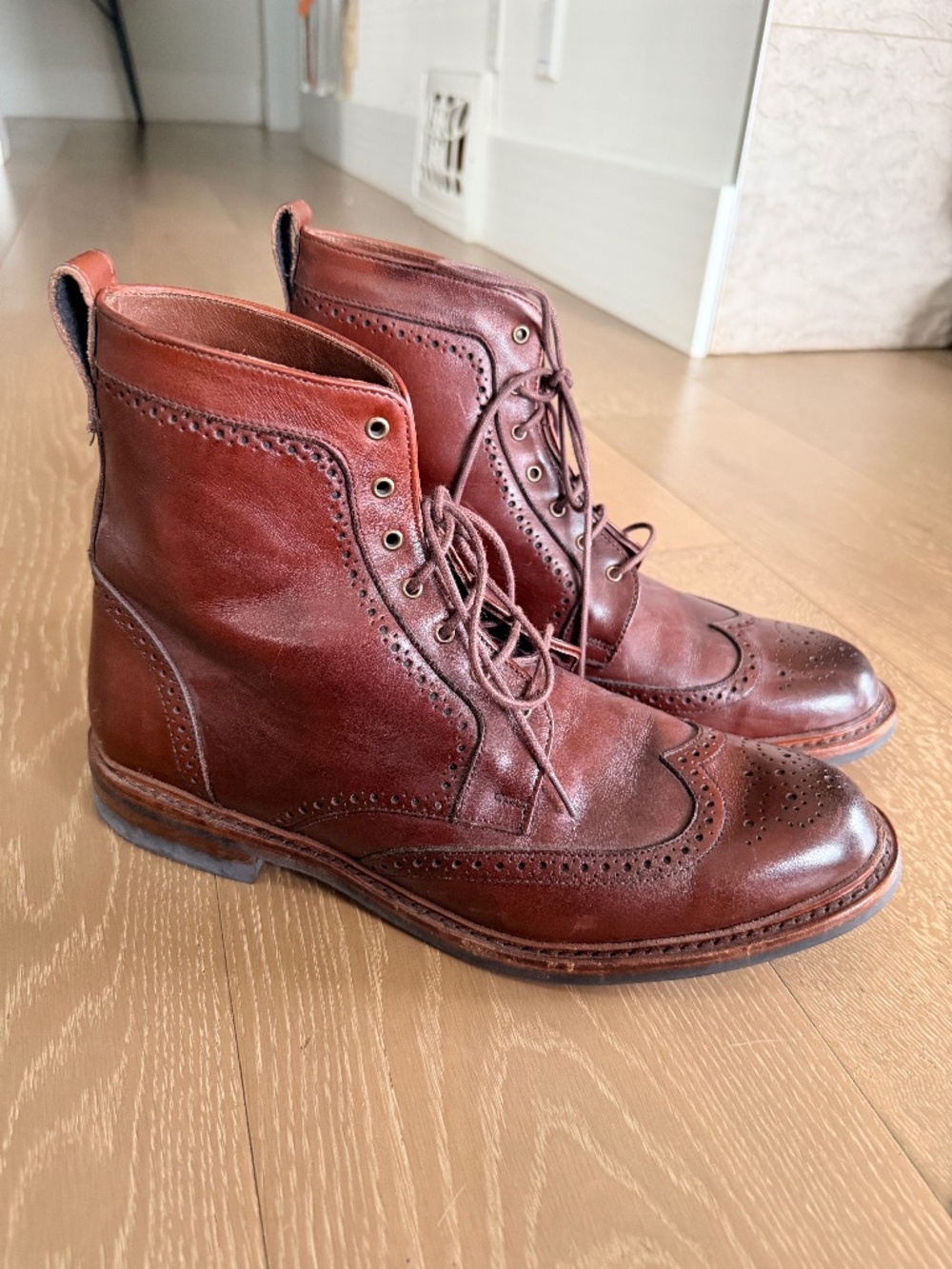 Allen Edmonds brown leather wingtip boots